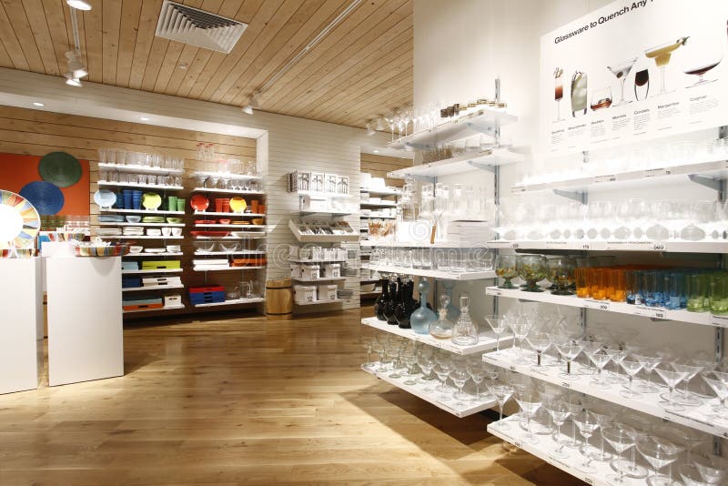 Shelves with Various Glassware and Dinnerware Editorial Photo Image