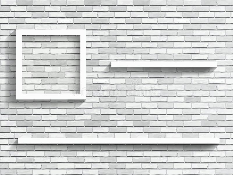 Shelves on White Brick Wall Stock Vector Illustration of pattern, plane 53333918