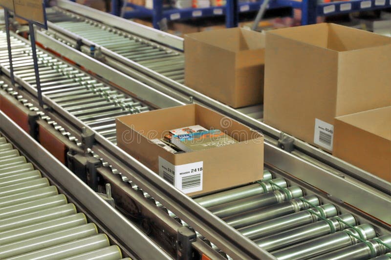 Conveyor Belts Inside a Logistics Warehouse Stock Image