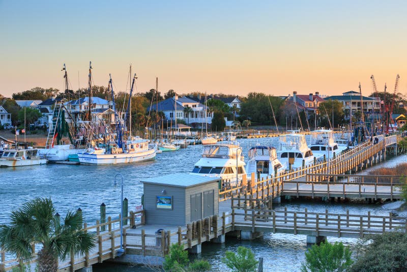 Shem Creek Park, Monte Pleasant, SC Fotografia Editorial Imagem de