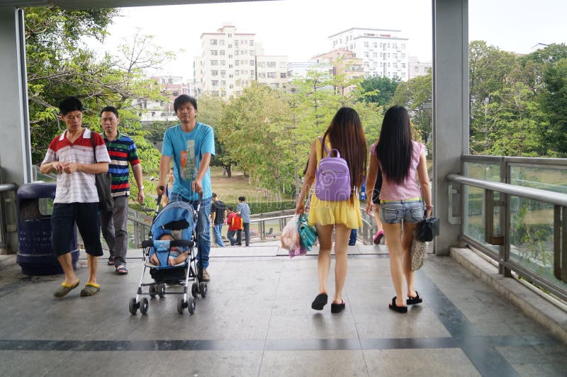 Shenzhen, China: pedestrian bridge