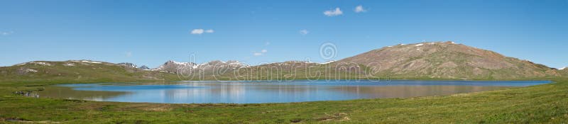Sheosar See-Panorama, Nationalpark Deosai, Pakistan stockbilder Sheosar See-Panorama, Nationalpark Deosai, Pakistan stockbilder