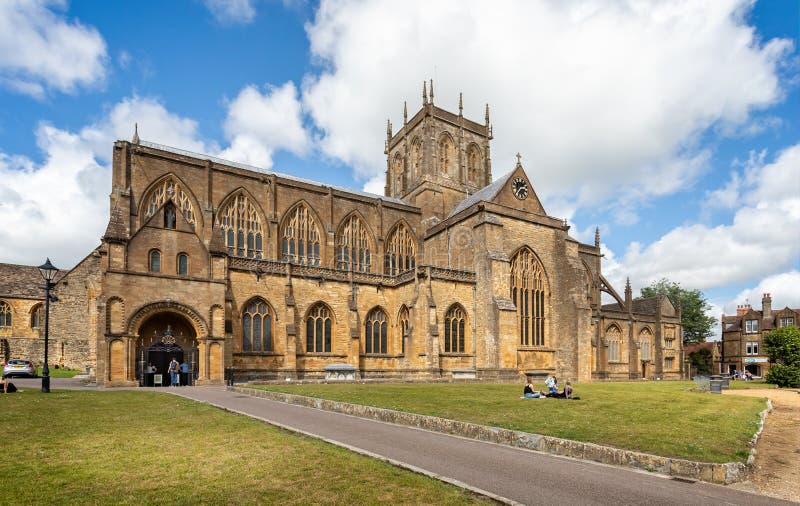Sherborne Abbey and St Johns Almshouse in Sherborne, Dorset, UK