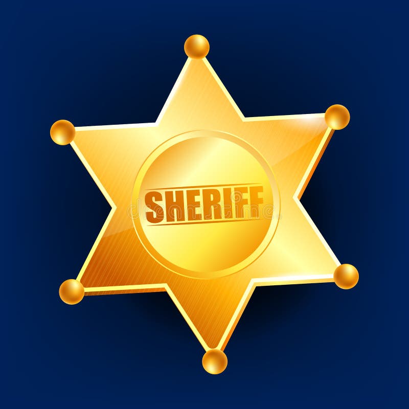 Sheriff Badge Vector Goldener Stern Offizierikone Detektiv Insignia realistische Illustration 3d lizenzfreie abbildung Sheriff Badge Vector Goldener Stern Offizierikone Detektiv Insignia realistische Illustration 3d lizenzfreie abbildung