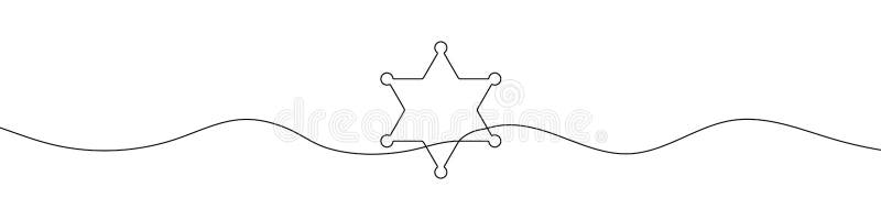 Sheriff star of in continuous line drawing style. Line art of sheriff star stock illustration