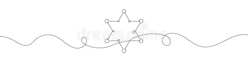 Sheriff star of in continuous line drawing style. Line art of sheriff star royalty free illustration