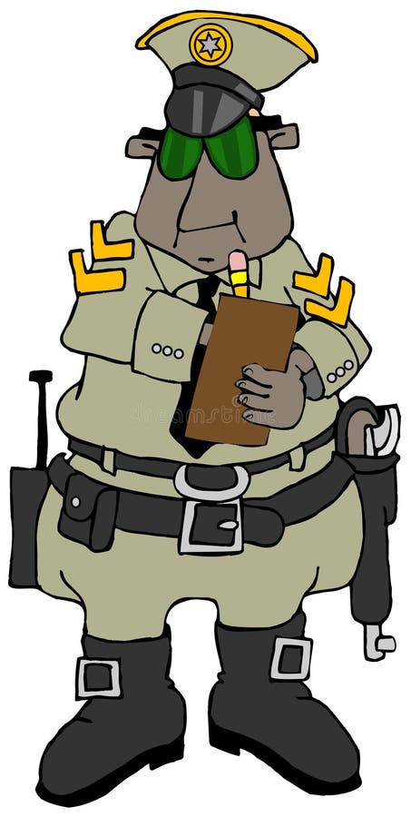 Sheriff writing a citation stock illustration. Illustration of ticket