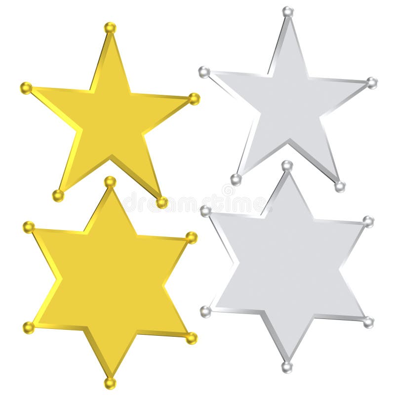 Sheriffausweissternsilber und -gold vektor abbildung Sheriffausweissternsilber und -gold vektor abbildung