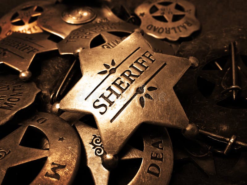 Sheriffs emblem Tin Star Law Enforcement fotografering för bildbyråer Sheriffs emblem Tin Star Law Enforcement fotografering för bildbyråer