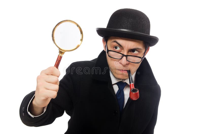 Sherlock Holmes Con La Lupa Aislada Encendido Imagen archivo - Imagen de individuo, aislado: 55888453