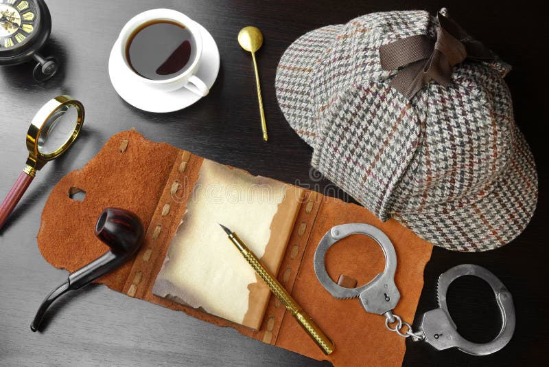Sherlock Holmes Concept. Private Detective Tools Stock Image Image of