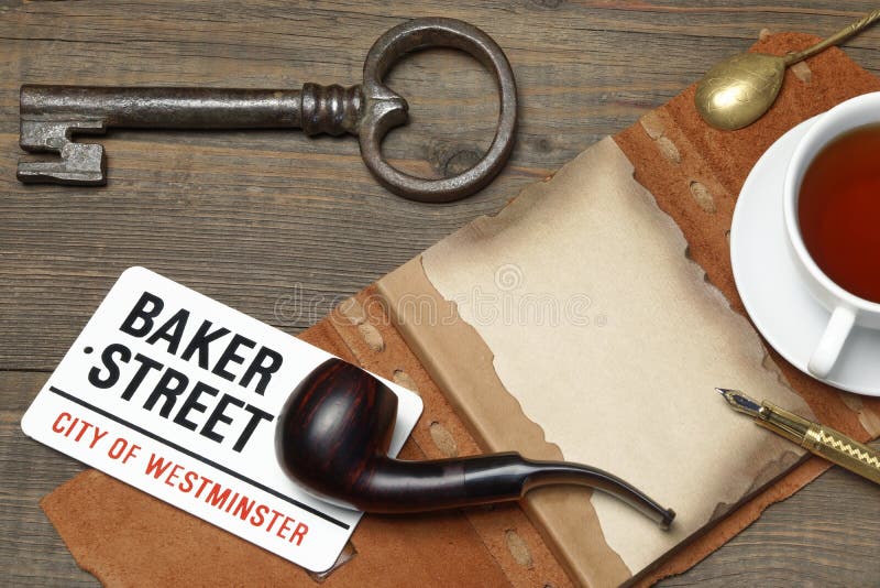 Sherlock Holmes Concept. Private Detective Tools on the Wood Tab Stock