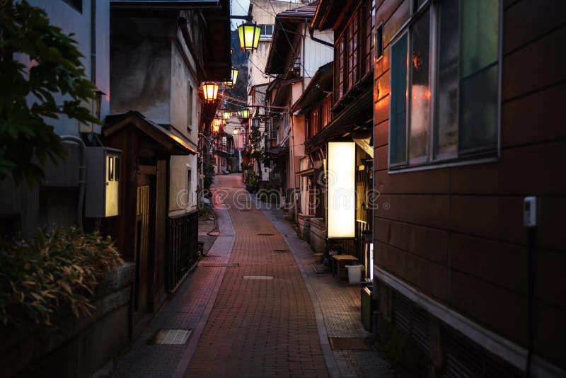 Shibu onsen town at night, Yamanouchi