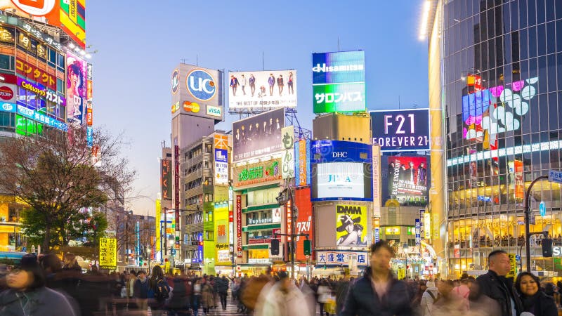 Shibuya пересекая Timelapse в городе токио, Японии, промежутке времени 4K