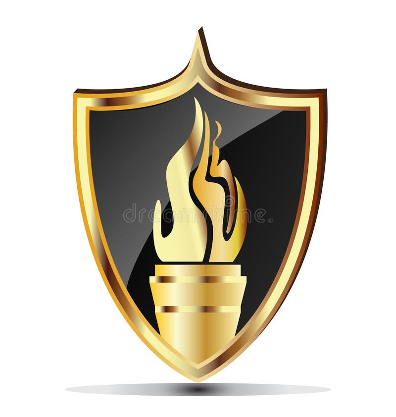 Shield And Flame Torch Royalty Free Stock Image - Image: 28002556