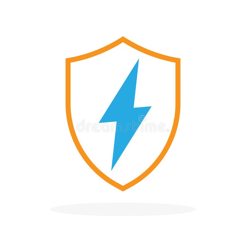 Shield Icon. Lightning Icon. Protection Symbol. Vector Logo Design
