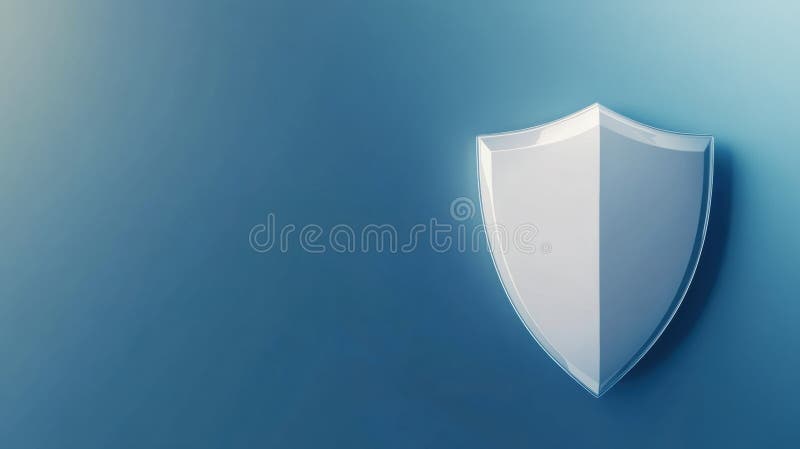 A shield icon representing protection and cybersecurity services against digital threats on a gradient backdrop royalty free stock photo