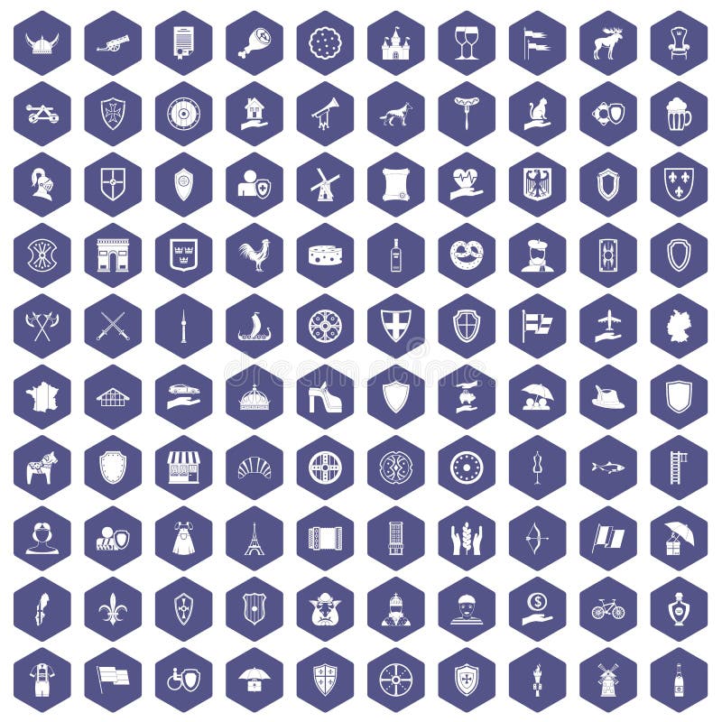 100 Shield Icons Hexagon Purple Stock Vector Illustration of beer