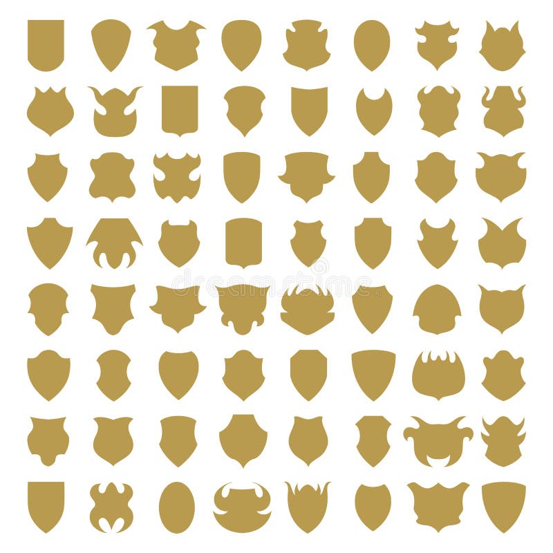 Shield icons or silhouettes isolated on white background. Minimal shield vectors