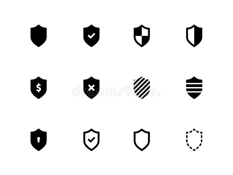 Shield icons on white background. Vector illustration. Minimal shield vectors