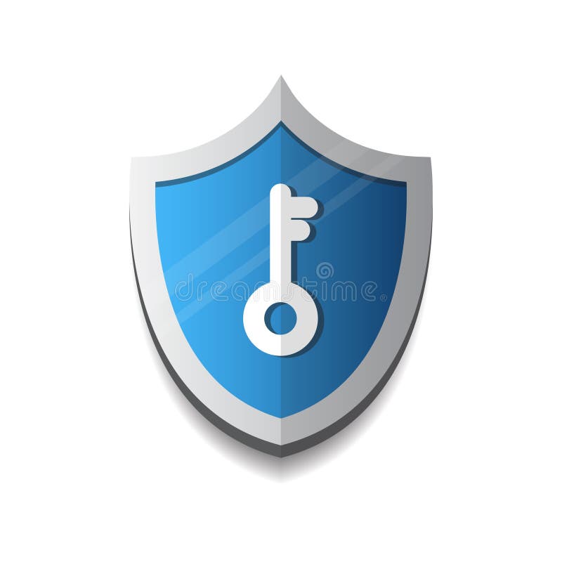 Shield with Key Icon Protection and Security Concept Stock Vector
