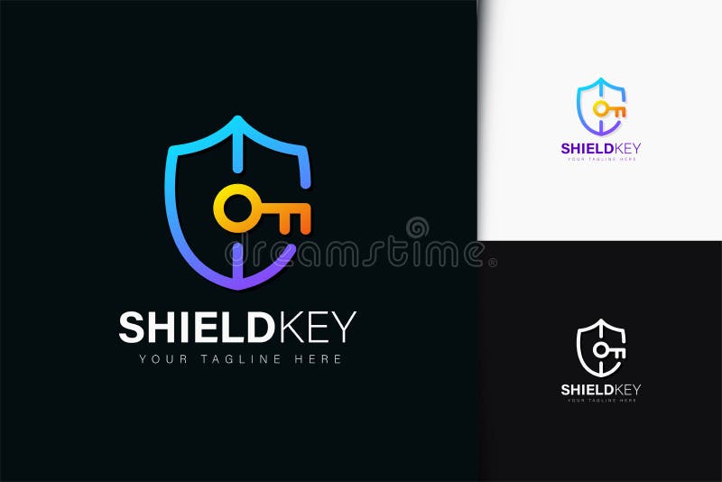 Shield Key Logo Design with Gradient Stock Vector - Illustration of