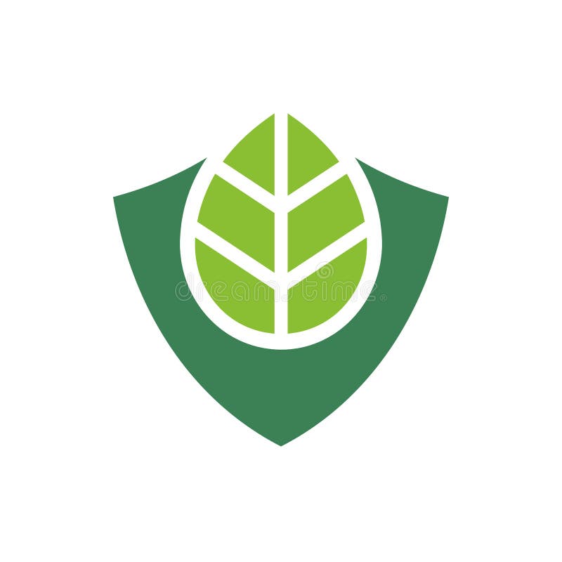 Shield and Leaf Logo Design Template, Nature Protection Symbol, Eco
