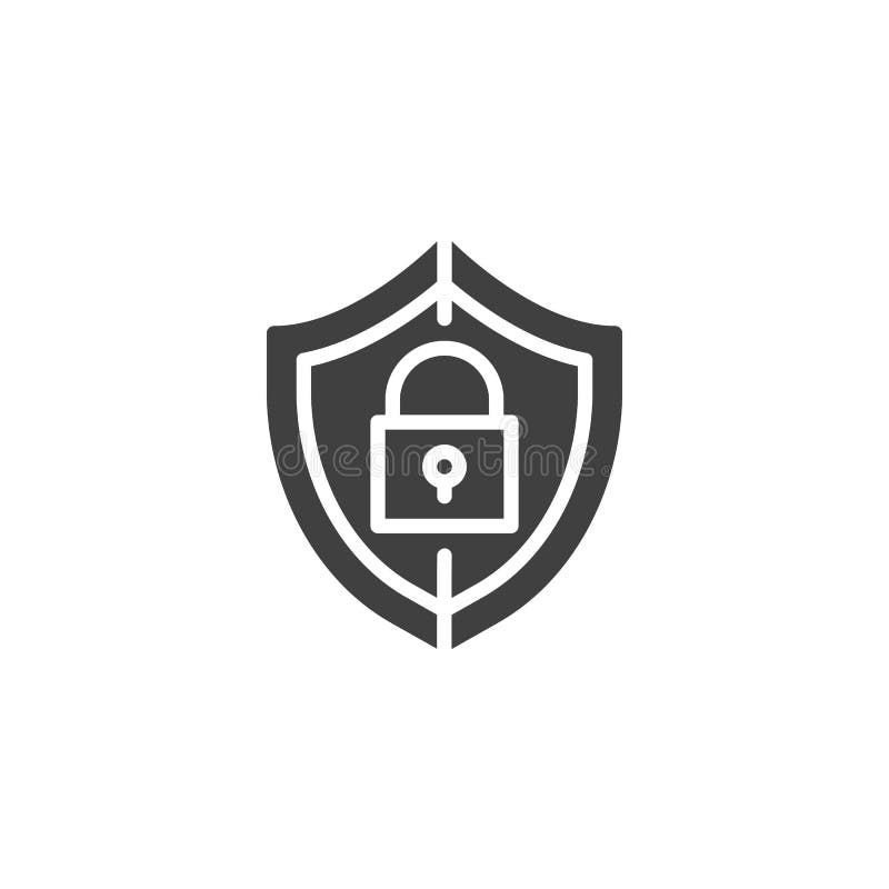 Shield and Lock Vector Icon Stock Vector Illustration of pixel