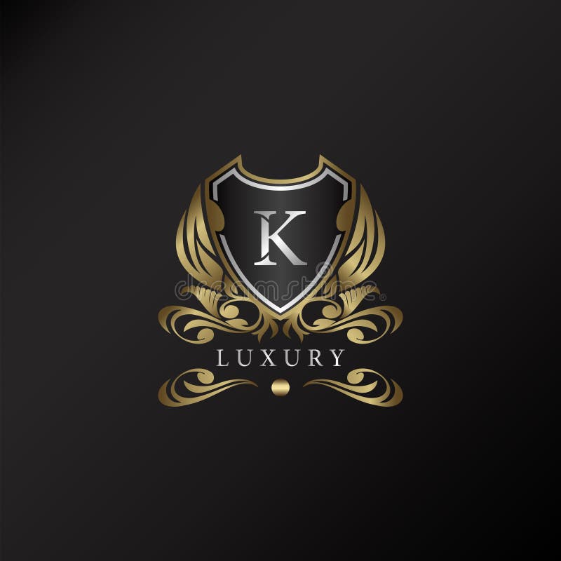 Luxury Crown Letter K Silver Shield Logo. Stock Illustration ...