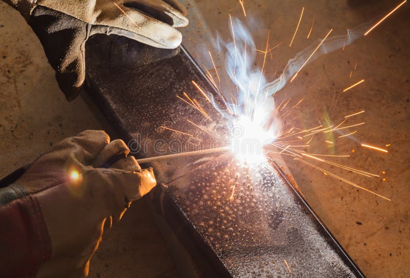 Shield Metal Arc Welding Joint Steel. Stock Image Image of light