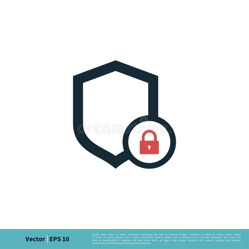 Shield and Padlock Icon Vector Logo Template Illustration Design
