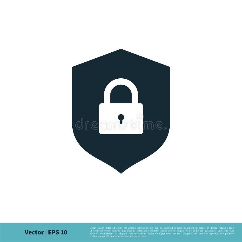 Shield and Padlock Icon Vector Logo Template Illustration Design