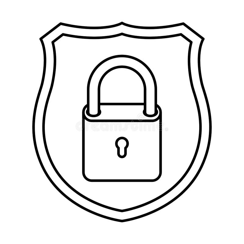 Shield with Padlock Isolated Icons Stock Vector Illustration of