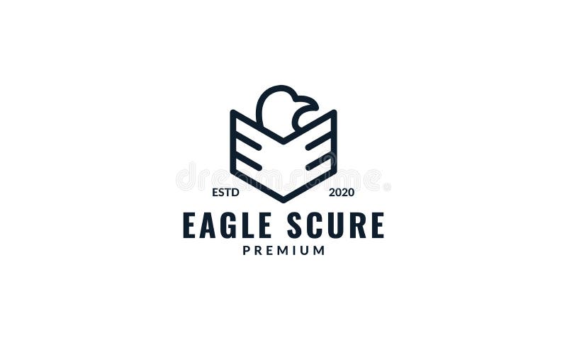 Shield or security or guard line with head bird eagle logo design