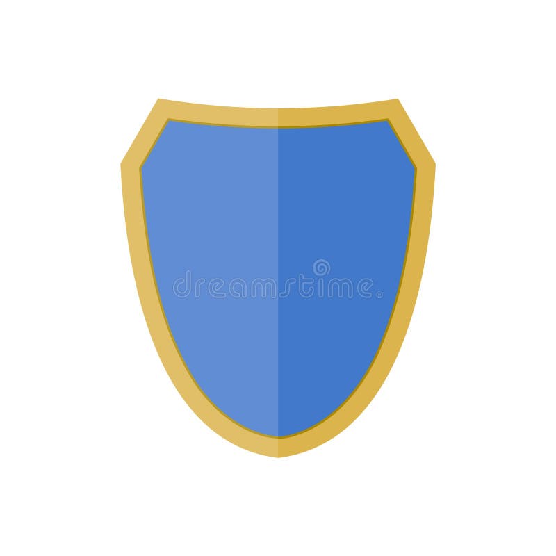 Shield shape gold icon, Simple flat logo stock illustration Shield shape gold icon, Simple flat logo stock illustration