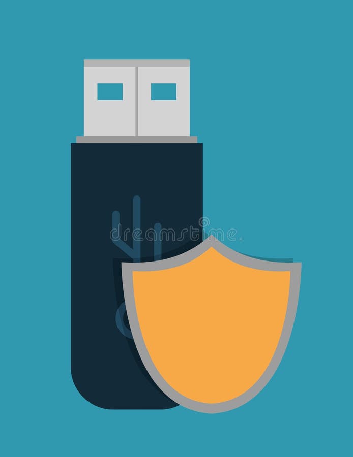 Shield usb cyber security system design vector illustration Shield usb cyber security system design vector illustration