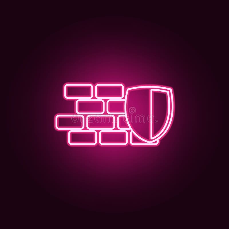 shield and wall icon. Elements of cyber security in neon style icons. Simple icon for websites, web design, mobile app, info stock illustration shield and wall icon. Elements of cyber security in neon style icons. Simple icon for websites, web design, mobile app, info stock illustration