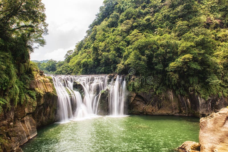 Beautiful Shifen Waterfall Nature Scenery Located In Pingxi District