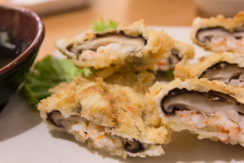 Shiitake with Shrimp Tempura Stock Image Image of appetizer, shrimp