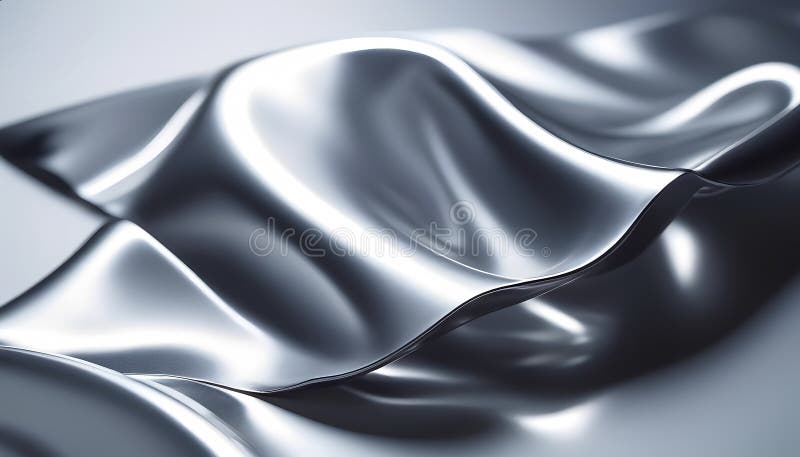 Shimmering chrome texture with soft, flowing curves under diffused light creates an elegant effect royalty free illustration