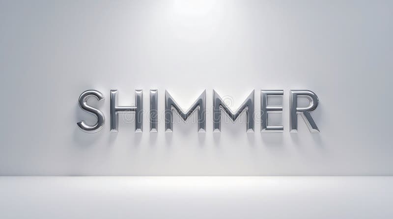 Shimmering chrome typography displayed against a simple light backdrop vector illustration