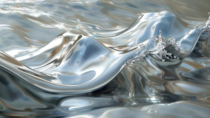 Shimmering Chrome Wave - Abstract Background of Reflective Metallic Fluid Motion vector illustration