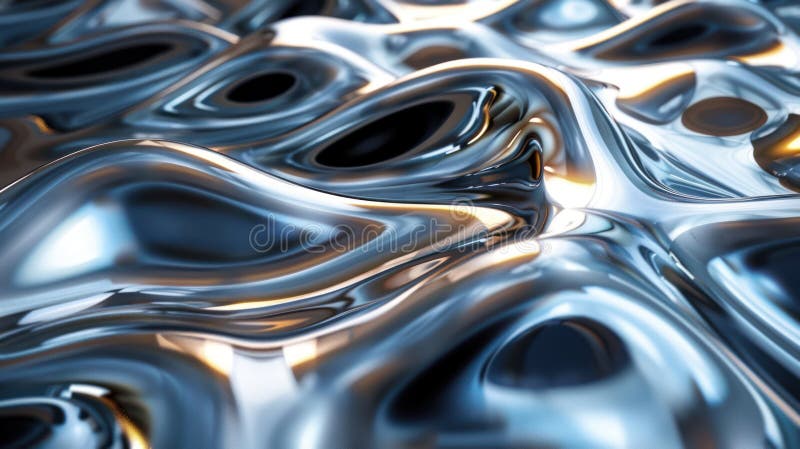 Shimmering Chrome Waves: Abstract Background Design stock illustration