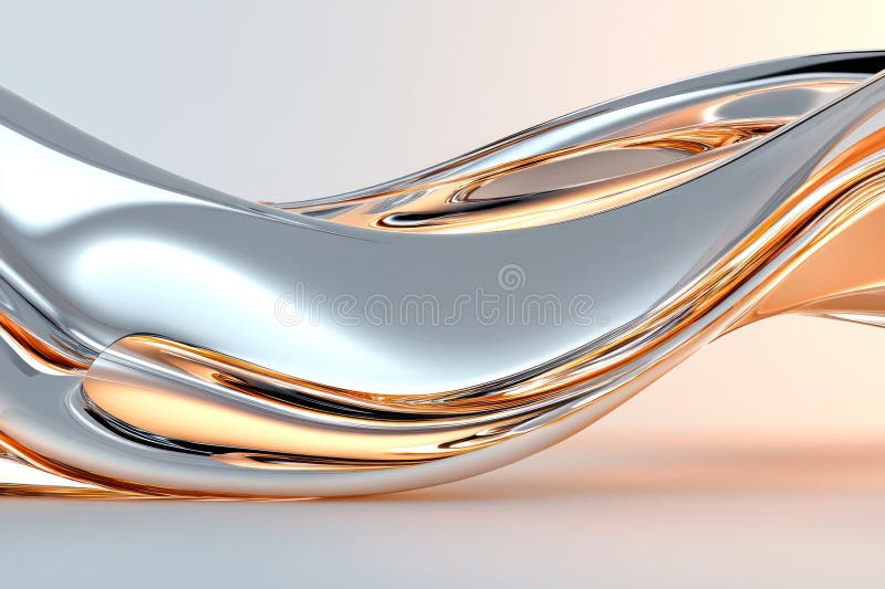 Shimmering Chrome Waves Abstract Background - Dynamic 3D Metallic Texture for Design Projects, Technology Concepts, and vector illustration