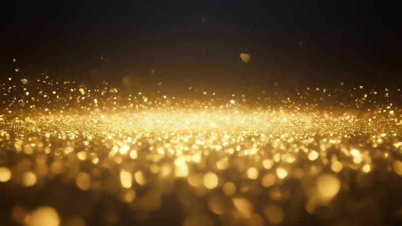 Shimmering Golden Particles in Dark Fluid Background