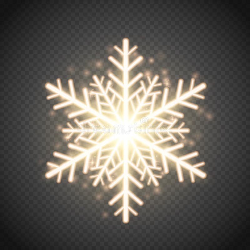 Shine golden snowflake with glitter . Christmas vector decoration