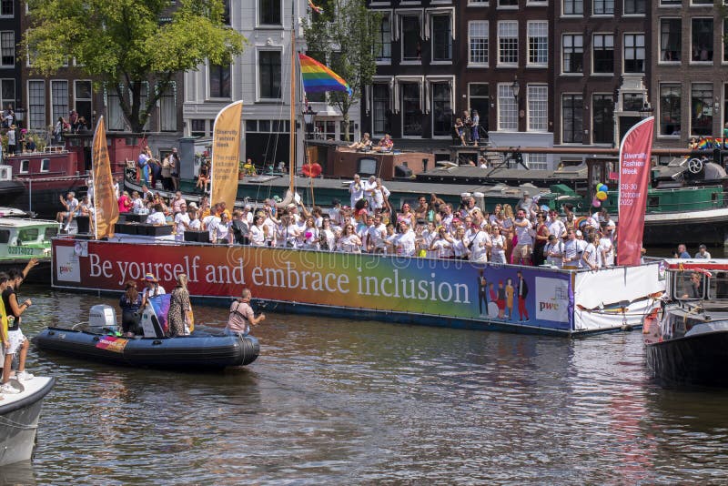 Shine Lgbt Network Pwc Boat At The Gaypride Canal Parade With Boats At