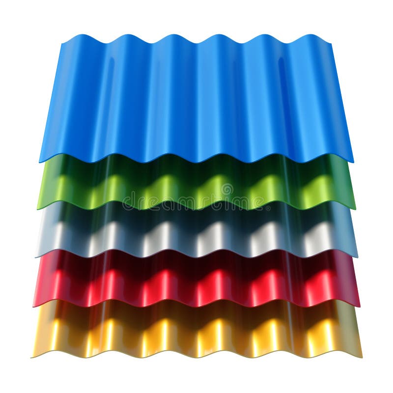 Corrugated sheets of metal stock illustration. Illustration of roofing -  30512657