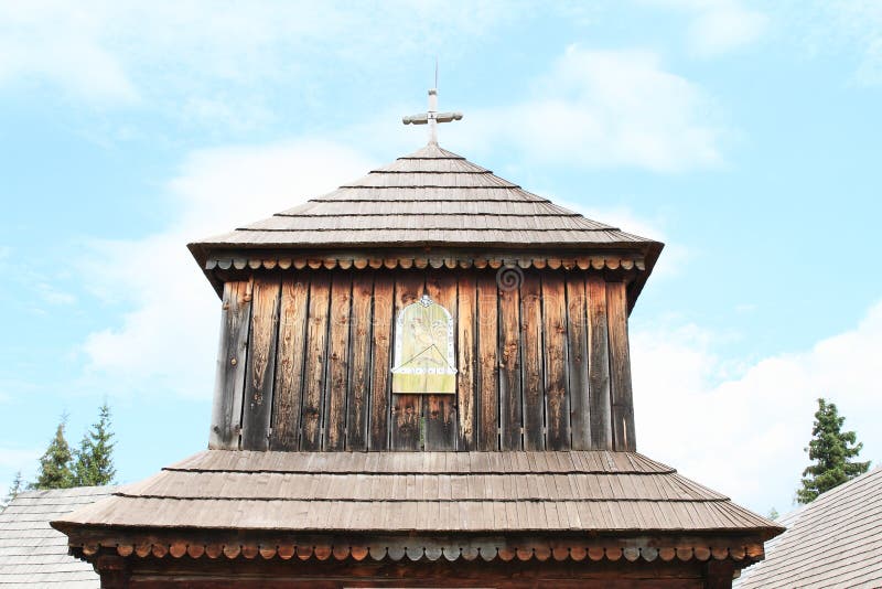 Roof of wooden church in open-air museum