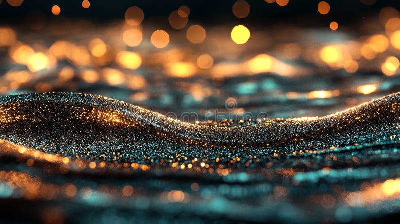 A shining abstract background with gold (bronze) glitter waves over a brown surface stock images